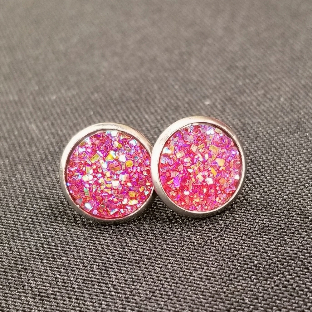 12mm Round Druzy Earrings